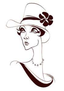 Modelo con perlas y sombrero alto de Neale Osborne
