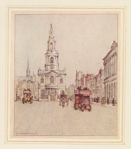 St Mary-le-Strand (litografía en color)