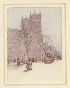 Abadía de Westminster (litografía en color) de Nelson Dawson