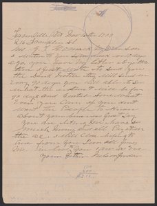 Carta de Nelson Jordan a Julia Womack con un sobre, 16 de noviembre de 1909 de Nelson Jordan