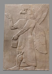 Panel de Relieve de Figura Sobrenatural con Cabeza de Águila y Alas, c.883-59 a.C.