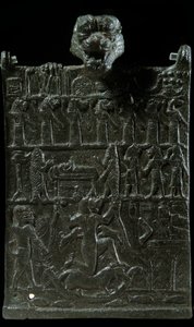 Mesopotamia: placa de conjuración de bronce contra la deidad demoníaca Lamashtu de Neo Assyrian Neo Assyrian