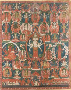 Un Paubha de Avalokiteshvara de once cabezas de Nepalese School