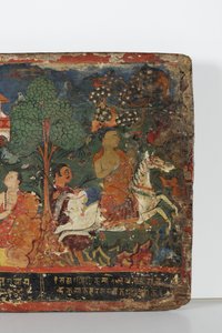 Detalle de una cubierta de manuscrito budista de Nepalese School