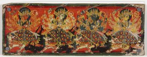 Una de un par de cubiertas de manuscrito que representan a Devi como las Ocho Madres de Nepalese School