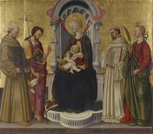 Virgen y Niño entronizados con cuatro santos, c.1450 de Neri di Bicci