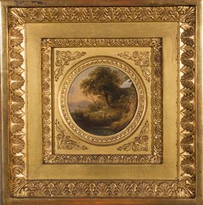 Baumlandschaft mit figürlicher Staffage de Leopold Blonder