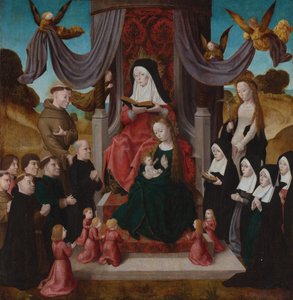 La Virgen y el Niño con Santa Ana Anna Selbdritt, Santos Francisco, Lidwina y donantes, c. 1490-1