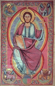 Añadir 28107 f.136 Cristo en Majestad, de la Biblia de Stavelot de Netherlandish School