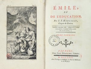 Frontispicio de Emilio por Jean-Jacques Rousseau, 1762