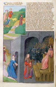 Orfeo y Eurídice, Cerbero y Plutón, de Metamorfosis 10 de Ovidio, 1479 de Netherlandish School