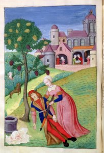 Alcithoe, Píramo y Tisbe, el árbol de morera cambia de color, de Metamorfosis de Ovidio, 1479