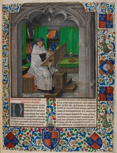 Royal 14 E. I f.3 Vincent de Beauvais leyendo en su escritorio, de 