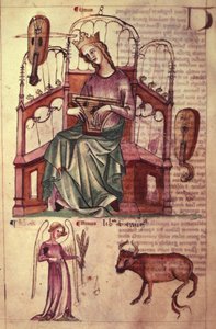 Sloane 3983 fol.42v Venus tocando un salterio, de 