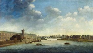 El Sena desde el Puente Barbier río arriba, el Louvre de Netherlandish School