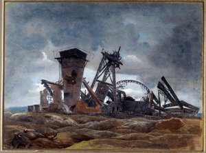 "El pozo de la mina" 1915 (acuarela) de Neville Stephen Lytton