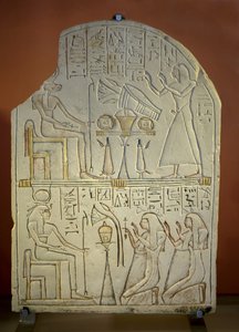 Estela de Penboui a Toueris e Isis Hathor (piedra caliza pintada, nuevo imperio)