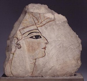 Ostracon con el perfil de un rey (piedra caliza)