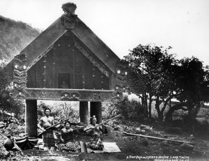 Una Patuka o Casa de Jefe, Lago Taupo, Nueva Zelanda, c.1863-80 de New Zealander Photographer