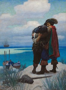 Al principio, por un tiempo, no pude responderle una palabra; pero como me había tomado en sus brazos, me aferré a él, o habría caído al suelo de Newell Convers Wyeth