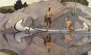 Indios en una canoa de Newell Convers Wyeth
