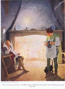 Ahora escúchame, mi anfitrión, dijo Sir Donald, sigue mis órdenes y seré tu buen señor siempre, 1916 de Newell Convers Wyeth