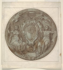 Diseño para un tondo con los brazos del Cardenal Giulio della Rovere