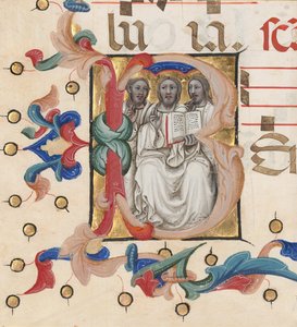 Inicial B: La Trinidad de Niccolò di Giacomo da Bologna