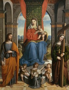 Madonna y Niño con San Jaime de Galicia y Santa Elena de Niccolo  Pisano