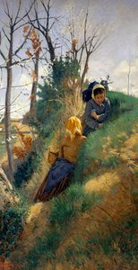 Escena pastoral, de Niccolo Cannicci (1846-1906), óleo sobre lienzo, 72x38 cm