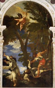 San Pedro Mártir Apuñalado por Asesinos a Sueldo (copia de la pintura de Tiziano perdida en el incendio de la Capilla del Rosario)