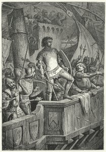Cruzados atacando Constantinopla en la Cuarta Cruzada