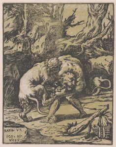 Hércules y el león de Nemea, 1540-50 de Niccolo Vicentino