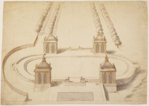 Diseño para un campo de bolos, Hampton Court, c.1689-91 de Nicholas Hawksmoor