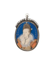 Una dama con vestido dorado y cuello alto, 1605 de Nicholas Hilliard