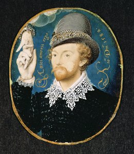 Hombre estrechando la mano desde una nube, posiblemente William Shakespeare, 1588 de Nicholas Hilliard