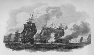 Compromiso frente a Dominica, c. 1782 de Nicholas Pocock
