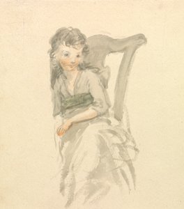 Estudio de una niña sentada en una silla de Nicholas Pocock