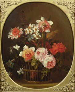 Naturaleza muerta de flores en una cesta, siglo XVIII de Nicholas Ricoeur