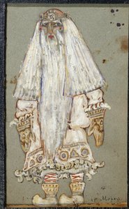 Ded Moroz (Abuelo Frost, Papá Noel). Proyecto de vestuario para la obra La doncella de nieve de Alexandre Ostrovski (1823-1886). Obra de Nicholas Roerich (1874-1947), témpera sobre papel de Nicholas Roerich