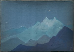 Himalayas, montañas iluminadas por la luna, boceto, 1933
