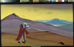 Cosroes y Shirin. Leyenda persa del siglo XIII: historia de amor entre el rey sasánida Cosroes II y la princesa cristiana Shirin. Pintura de Nicholas Roerich (1874-1947), témpera sobre lienzo