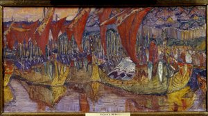 La campaña de Chersonessos por Vladimir el Grande (o El Santo, o el Sol Rojo, Vladimir I Sviatoslavitch de kyiv, 958-1015). Las Velas Rojas. Pintura de Nicolas Roerich (1874-1947), óleo sobre lienzo