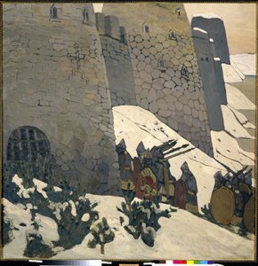 El reloj. Pintura de Nicholas Roerich (1874-1947), óleo sobre lienzo de Nicholas Roerich