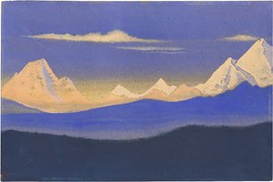 El Himalaya por Roerich, Nicholas (1874-1947). Témpera sobre cartón, medidas : 30,5x45,7 de Nicholas Roerich