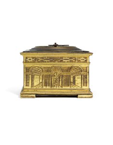 Reloj de mesa horizontal grabado de Isabel I, c.1590-1600 de Nicholas Vallin