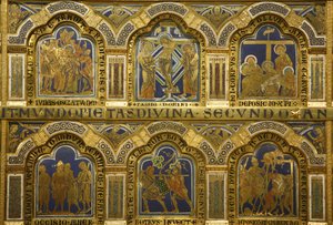 El Altar de Verdún por Nicolás de Verdún (ca.1130/50-1205) completado en 1181, Klosterneuburg, Austria, paneles esmaltados de Nicholas of Verdun