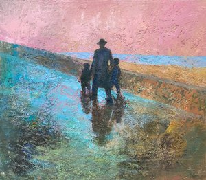 Paseo al amanecer, 2022-23 (óleo sobre tabla)
