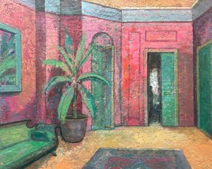 Interior rojo, 2022-23 (óleo sobre tabla)
