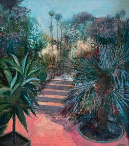 Jardín hundido, 2020-23 (óleo sobre tabla) de Nick Williams